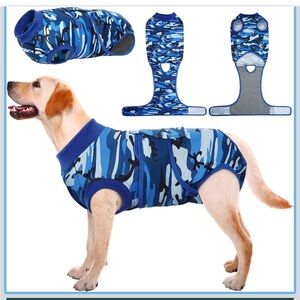 NWT Kuoser Recovery Suit For Dogs Prevents
Licking Dog Onesies Camo Blue